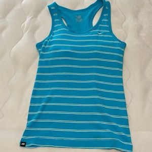 A blue tank top with stripes